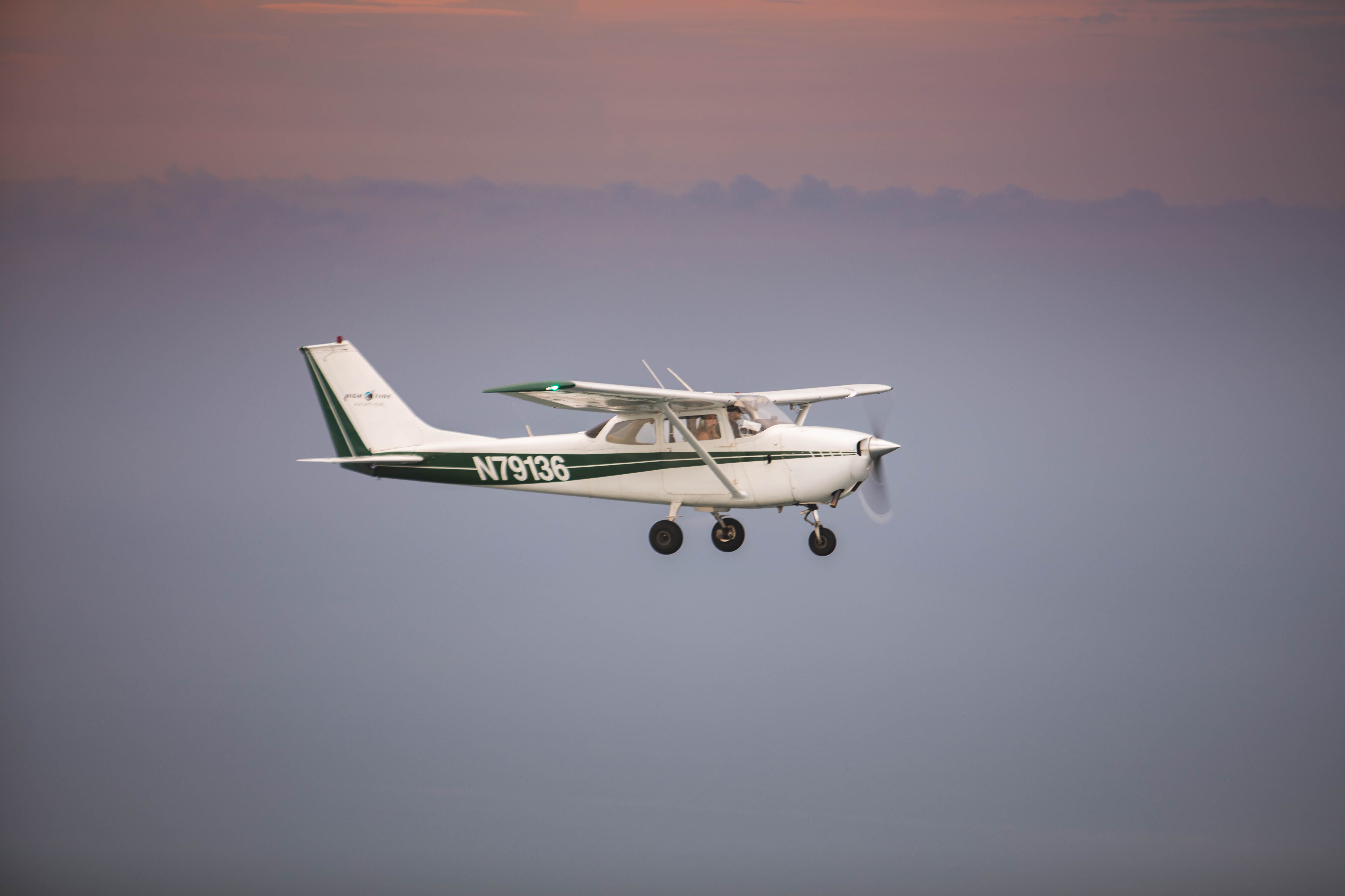High Tide Aviation aircraft flying over the coast for coastal flight training in North Carolina and Georgia